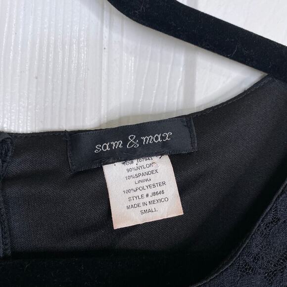 Vintage 90s Black Lace Mini Dress Pearl Buttons Size Small Goth Alt Witchy - Picture 5 of 7